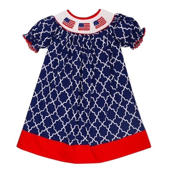 🇺🇸ARRIVED USA American Flag Smocked Dress 1520 - Picture 1 of 1